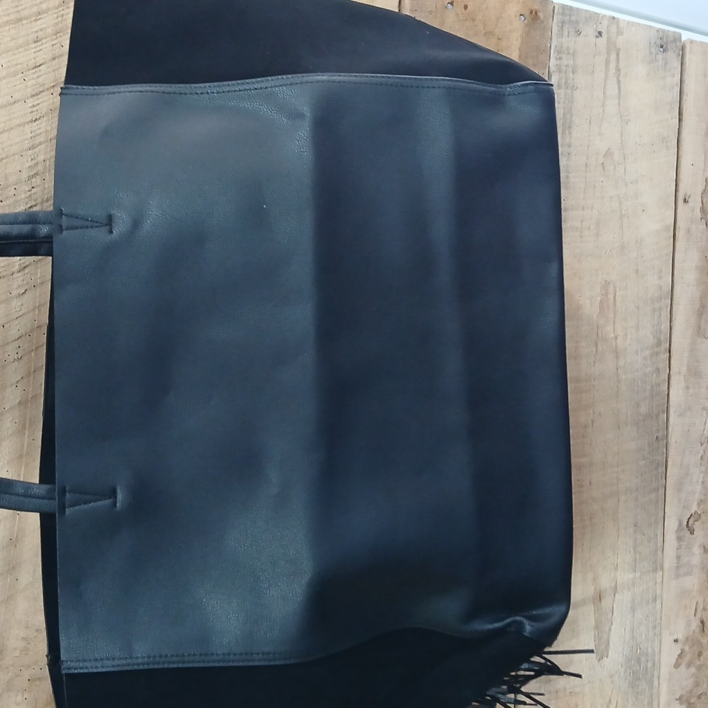New Victoria Secret black leather fringe tote bag - Picture 10 of 10